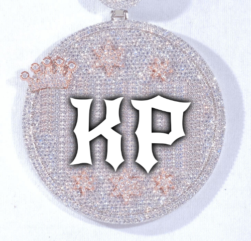 CUSTOM LETTER NECKLACE 3D BIG CROWN DISC