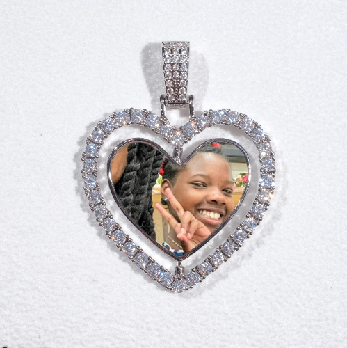 3D Spinning 2-Faced Heart Custom Picture Pendant
