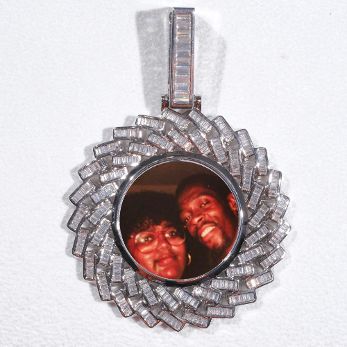 Large 3D Baguette Custom Picture Pendant