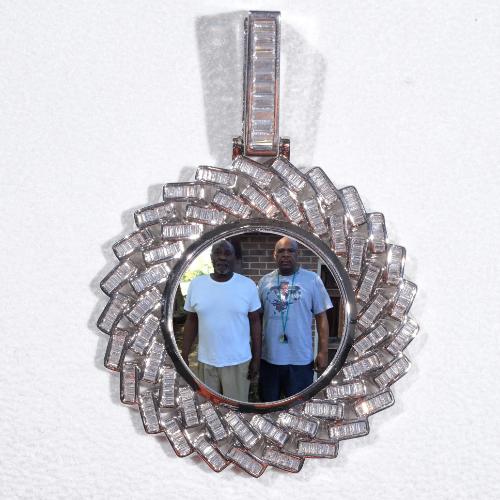 Large 3D Baguette Custom Picture Pendant