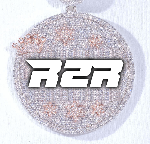 CUSTOM LETTER NECKLACE 3D BIG CROWN DISC