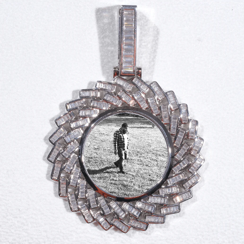 Large 3D Baguette Custom Picture Pendant