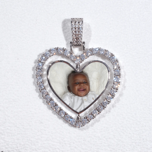 3D Spinning 2-Faced Heart Custom Picture Pendant