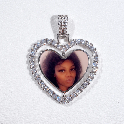 3D Spinning 2-Faced Heart Custom Picture Pendant