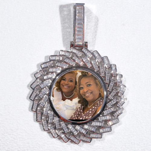Large 3D Baguette Custom Picture Pendant