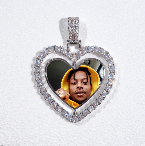 3D Spinning 2-Faced Heart Custom Picture Pendant