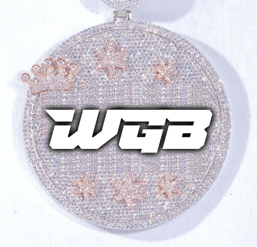 CUSTOM LETTER NECKLACE 3D BIG CROWN DISC