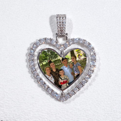 3D Spinning 2-Faced Heart Custom Picture Pendant