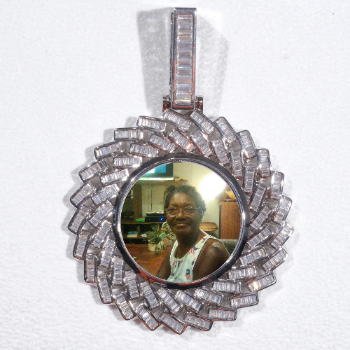 Large 3D Baguette Custom Picture Pendant