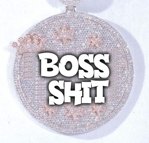 CUSTOM LETTER NECKLACE 3D BIG CROWN DISC