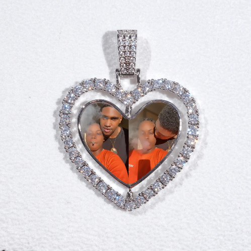 3D Spinning 2-Faced Heart Custom Picture Pendant