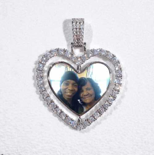 3D Spinning 2-Faced Heart Custom Picture Pendant