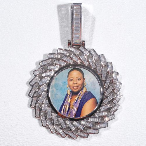 Large 3D Baguette Custom Picture Pendant