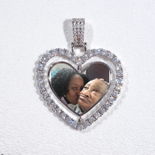 3D Spinning 2-Faced Heart Custom Picture Pendant