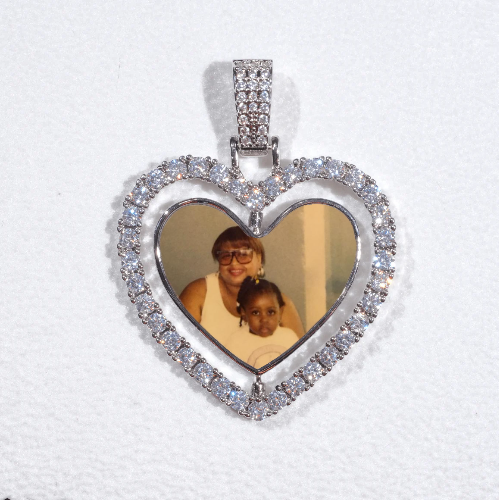 3D Spinning 2-Faced Heart Custom Picture Pendant