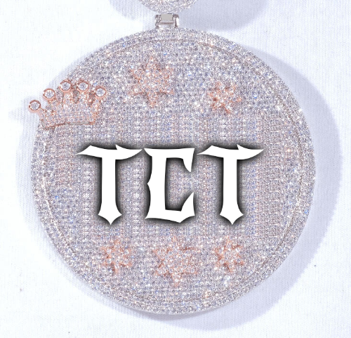 CUSTOM LETTER NECKLACE 3D BIG CROWN DISC