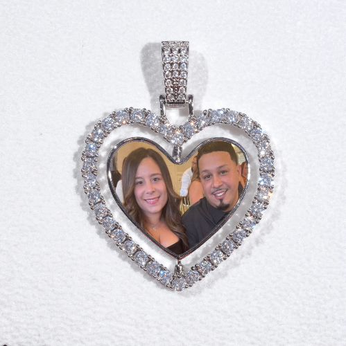 3D Spinning 2-Faced Heart Custom Picture Pendant