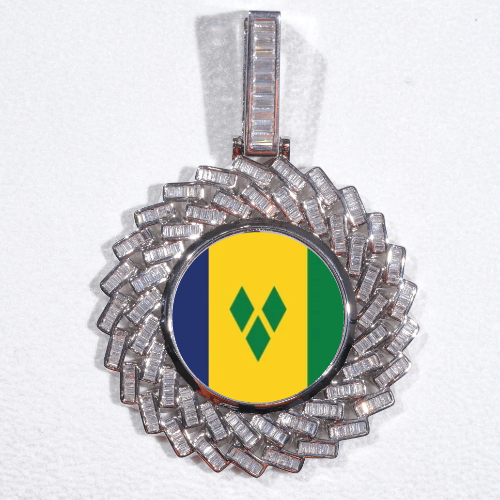 Large 3D Baguette Custom Picture Pendant