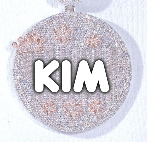 CUSTOM LETTER NECKLACE 3D BIG CROWN DISC