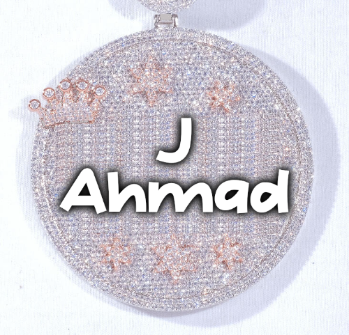 CUSTOM LETTER NECKLACE 3D BIG CROWN DISC