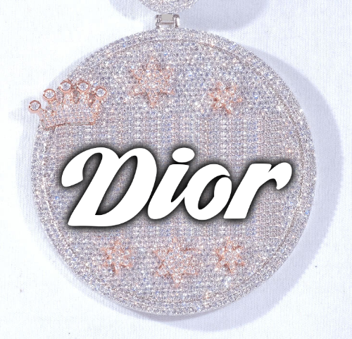 CUSTOM LETTER NECKLACE 3D BIG CROWN DISC