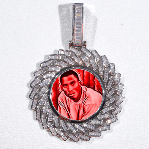 Large 3D Baguette Custom Picture Pendant