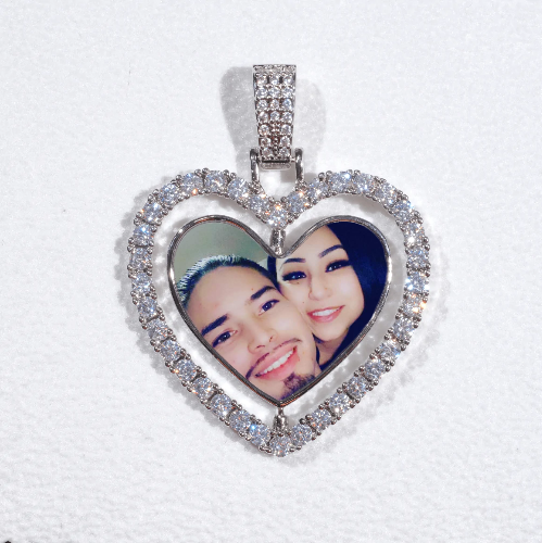 3D Spinning 2-Faced Heart Custom Picture Pendant