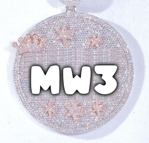 CUSTOM LETTER NECKLACE 3D BIG CROWN DISC