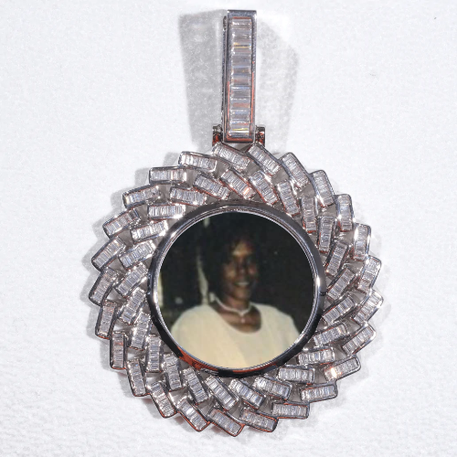 Large 3D Baguette Custom Picture Pendant