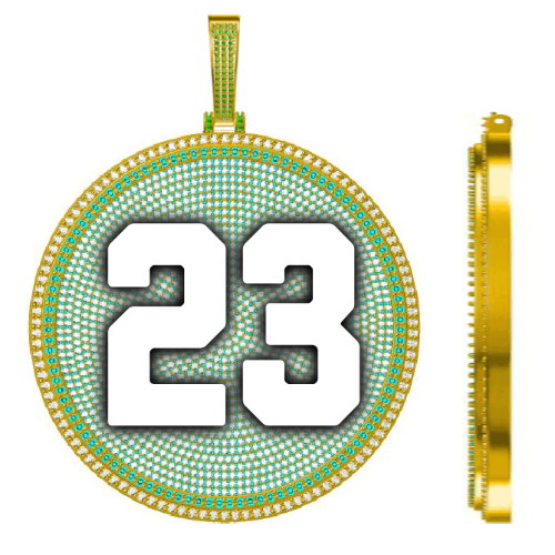CUSTOM LETTER NECKLACE 3D BIG DISC