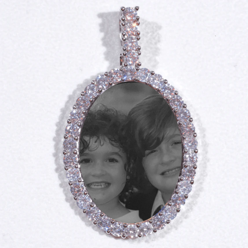 Large 3D Oval Custom Picture Pendant