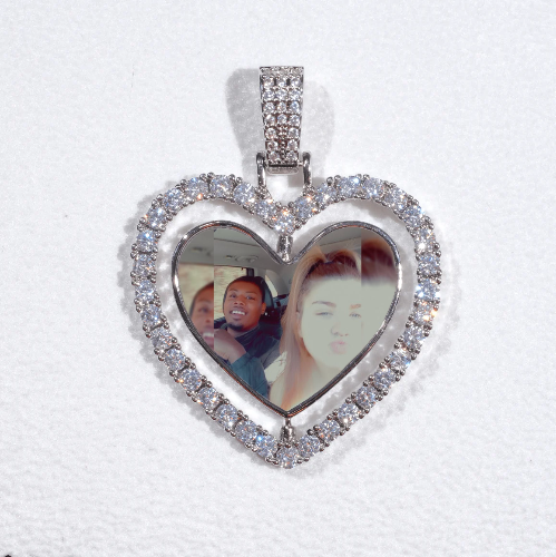 3D Spinning 2-Faced Heart Custom Picture Pendant