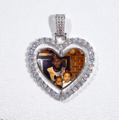 3D Spinning 2-Faced Heart Custom Picture Pendant