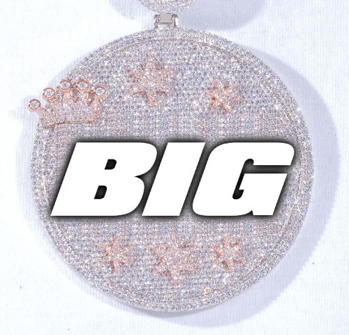 CUSTOM LETTER NECKLACE 3D BIG CROWN DISC