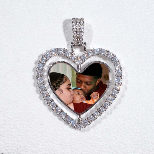 3D Spinning 2-Faced Heart Custom Picture Pendant