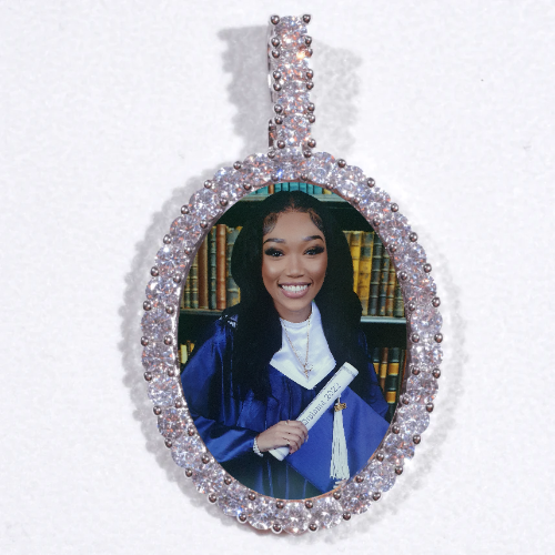 Large 3D Oval Custom Picture Pendant