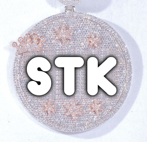 CUSTOM LETTER NECKLACE 3D BIG CROWN DISC