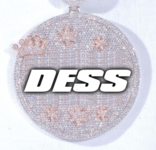 CUSTOM LETTER NECKLACE 3D BIG CROWN DISC