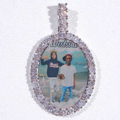 Large 3D Oval Custom Picture Pendant