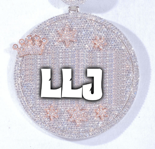 CUSTOM LETTER NECKLACE 3D BIG CROWN DISC