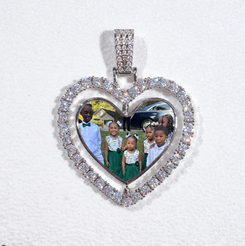 3D Spinning 2-Faced Heart Custom Picture Pendant