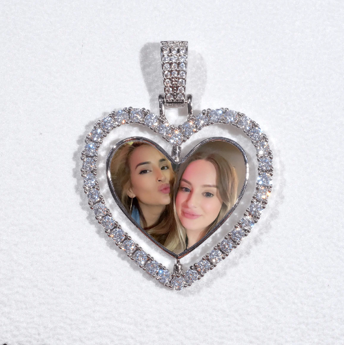 3D Spinning 2-Faced Heart Custom Picture Pendant