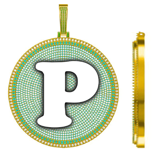 CUSTOM LETTER NECKLACE 3D BIG DISC