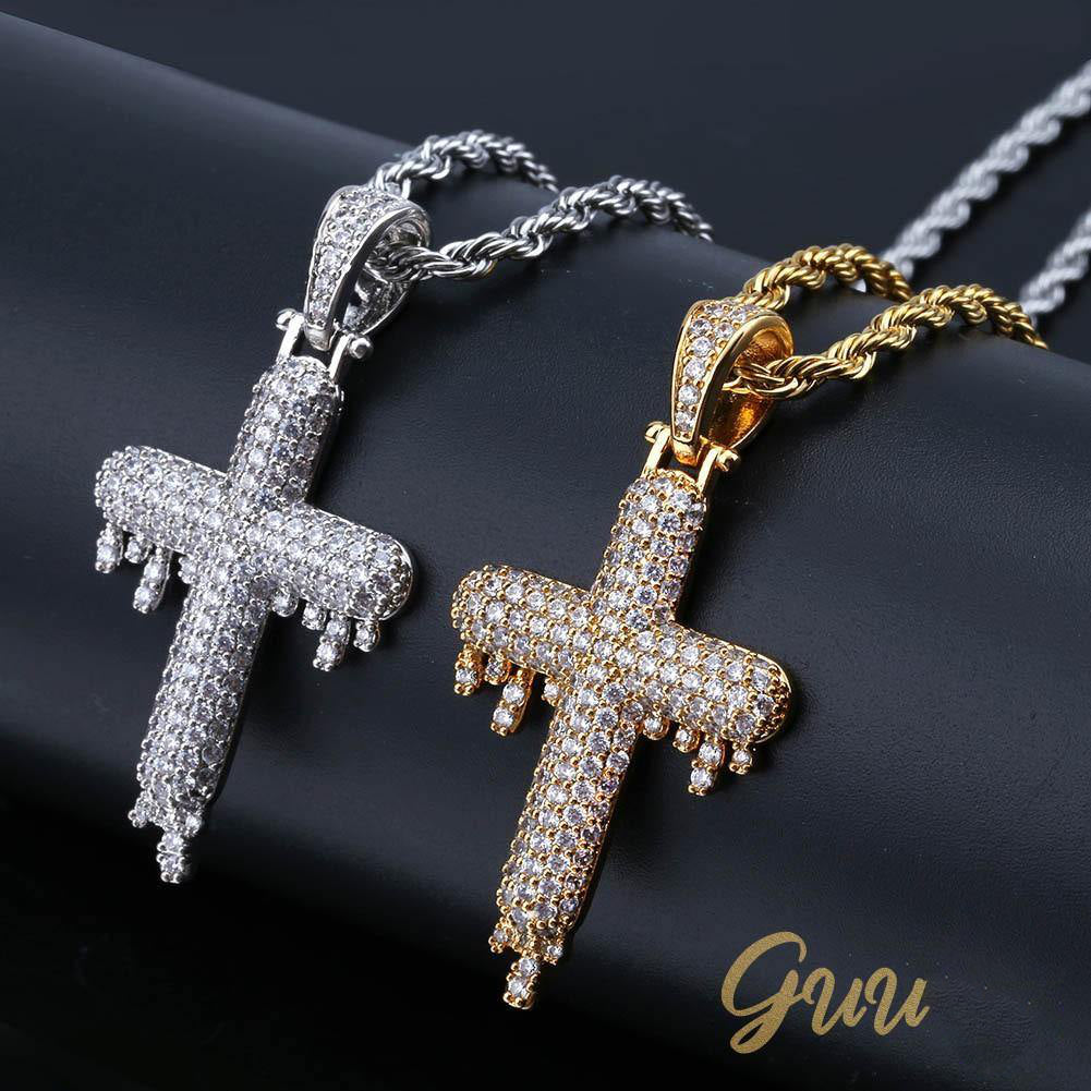 18K Gold-Plated Micro-inlay CZ Cross Necklace - The GUU Shop