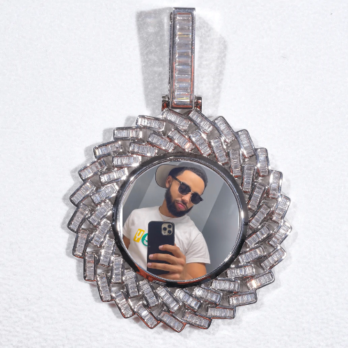 Large 3D Baguette Custom Picture Pendant