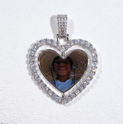 3D Spinning 2-Faced Heart Custom Picture Pendant