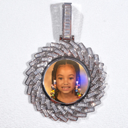 Large 3D Baguette Custom Picture Pendant