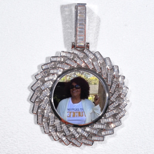 Large 3D Baguette Custom Picture Pendant