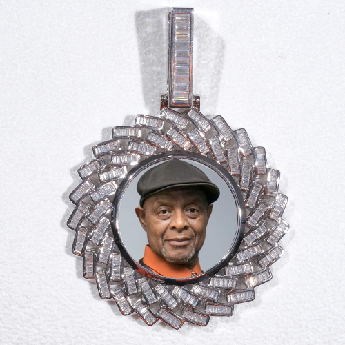 Large 3D Baguette Custom Picture Pendant