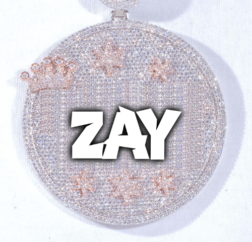 CUSTOM LETTER NECKLACE 3D BIG CROWN DISC